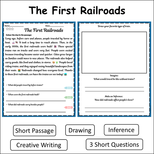 The First Railroads | Short Reading Comprehension Creative Worksheet