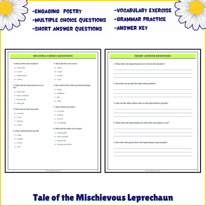 Tale of the Mischievous Leprechaun | Poem Grammar Worksheet Printable Activity