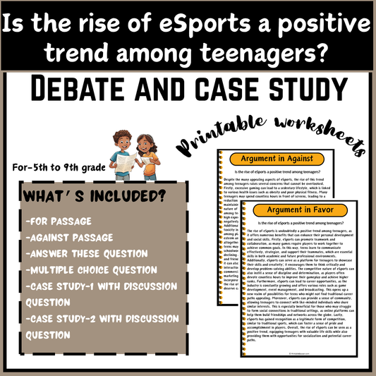 Is the rise of eSports a positive trend among teenagers? | Debate Case Study Worksheet