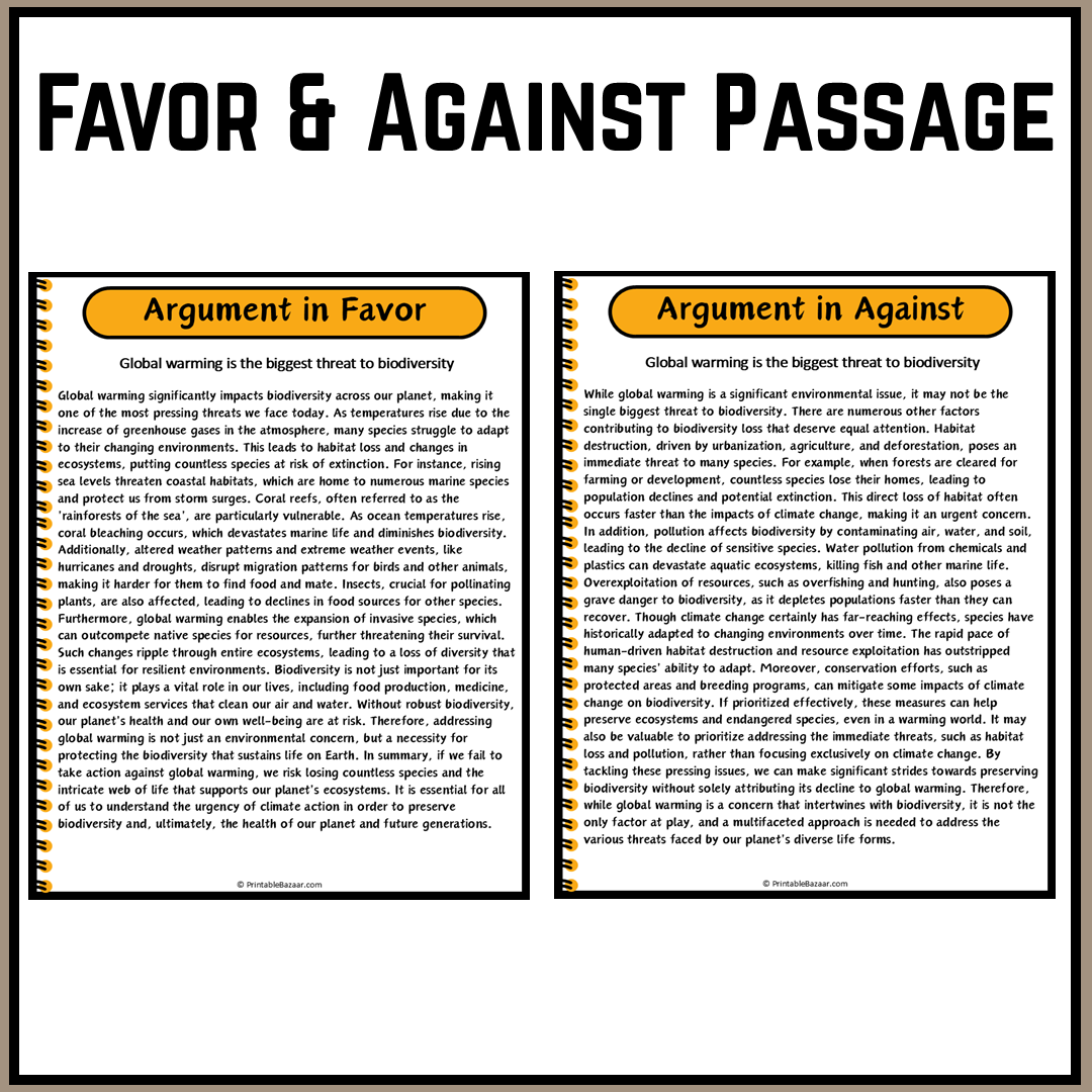 Global warming is the biggest threat to biodiversity | Debate Case Study Worksheet