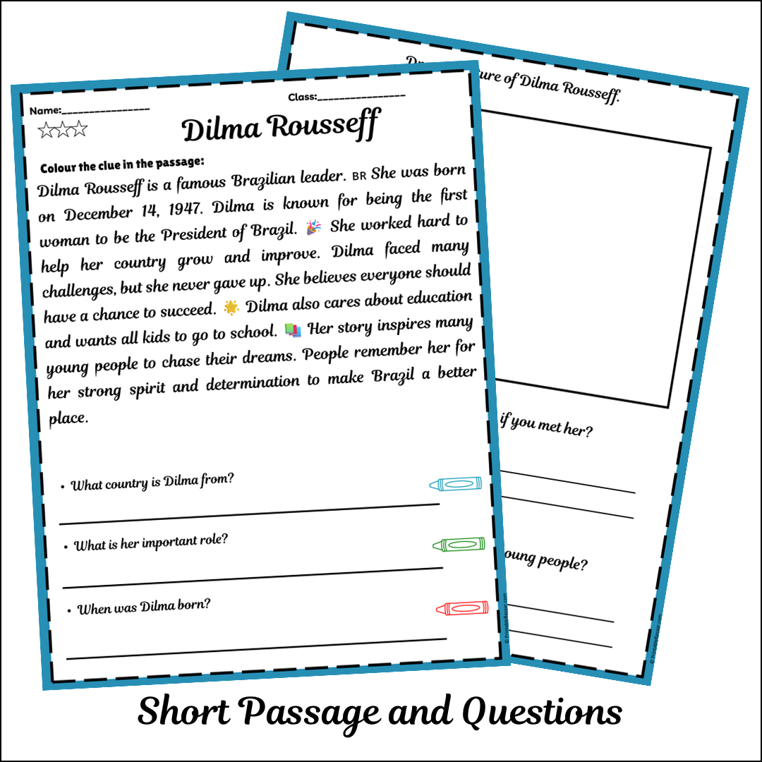 Dilma Rousseff | Short Reading Comprehension Creative Worksheet