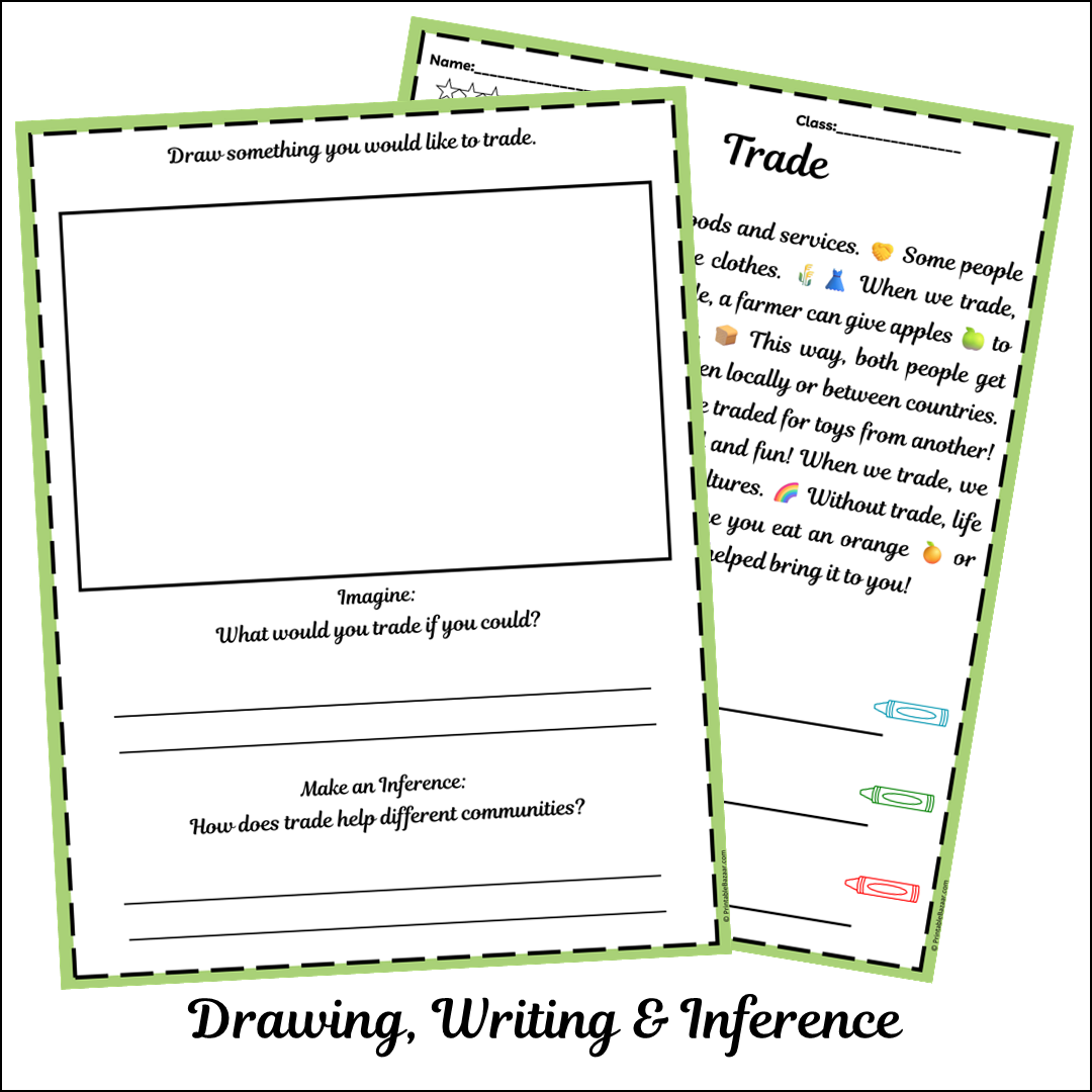 Trade | Short Reading Comprehension Creative Worksheet