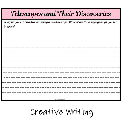 Telescopes and Their Discoveries | Main Idea and Supporting Details Reading Passage and Questions