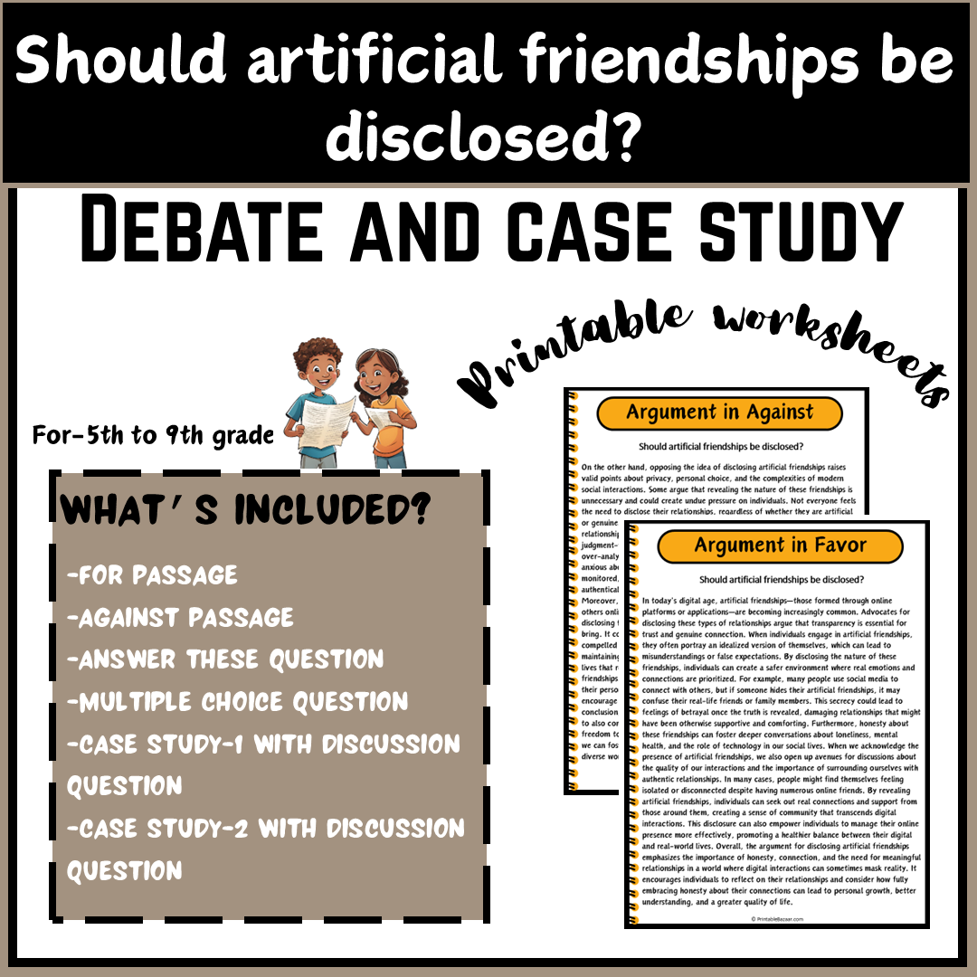 Should artificial friendships be disclosed? | Debate Case Study Worksheet