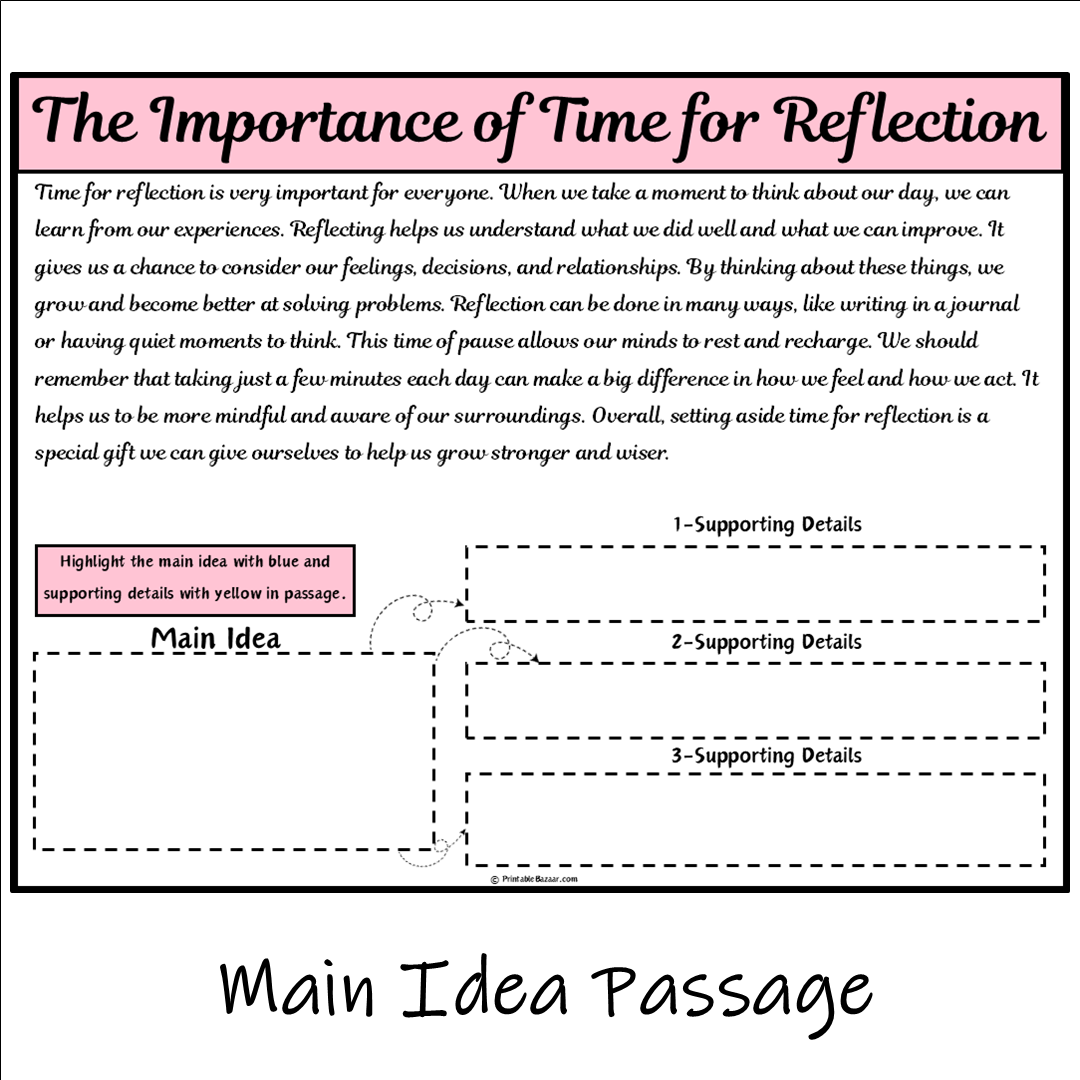 The Importance of Time for Reflection | Main Idea and Supporting Details Reading Passage and Questions