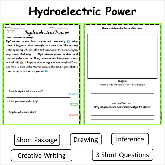Hydroelectric Power | Short Reading Comprehension Creative Worksheet