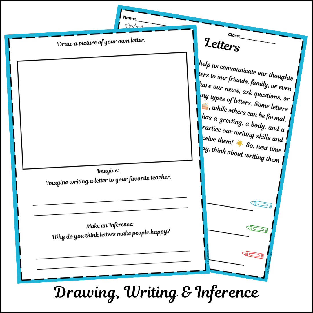 Letters | Short Reading Comprehension Creative Worksheet