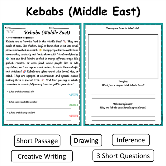 Kebabs (Middle East) | Short Reading Comprehension Creative Worksheet