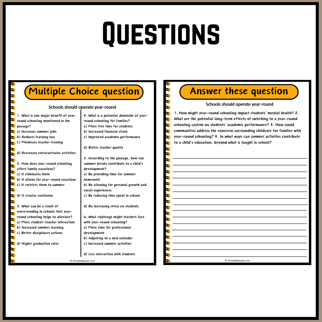 Schools should operate year-round | Debate Case Study Worksheet