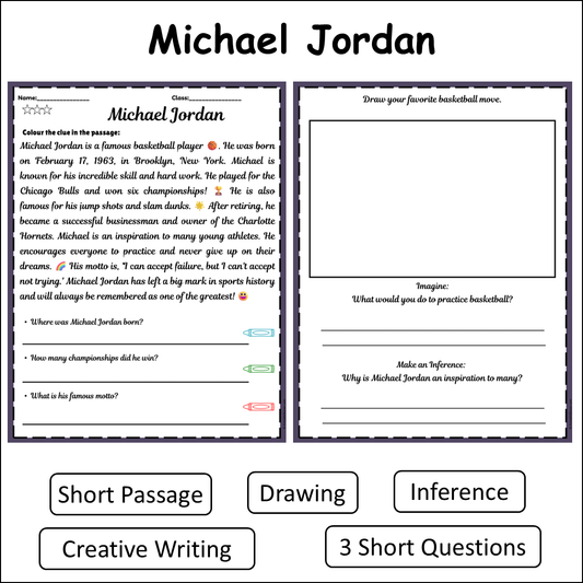 Michael Jordan | Short Reading Comprehension Creative Worksheet