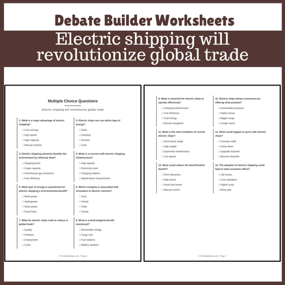 Electric shipping will revolutionize global trade | Favour and Against Worksheet Printable Activity