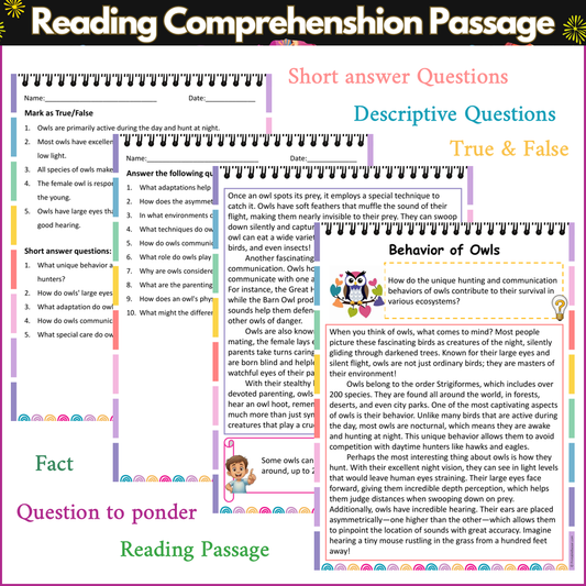 Behavior of Owls | Reading Comprehension Passage and Questions