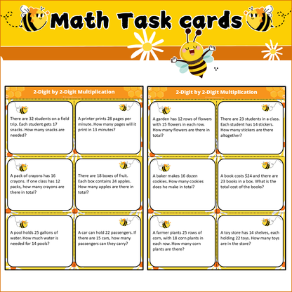 2-Digit by 2-Digit Multiplication | Math Task Cards