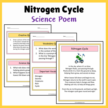 Nitrogen Cycle | Science Poem Reading Comprehension Activity