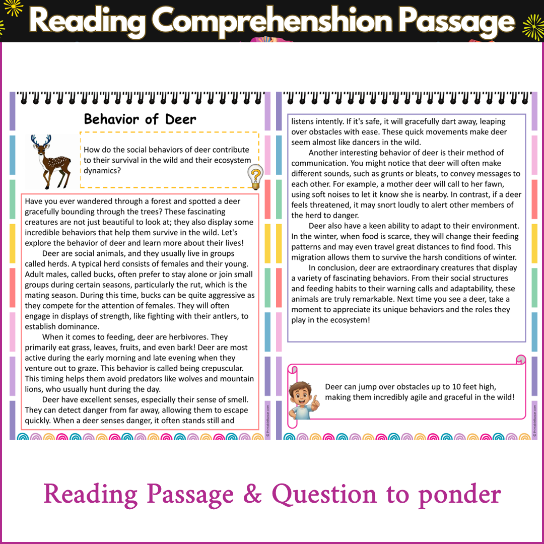Behavior of Deer | Reading Comprehension Passage and Questions