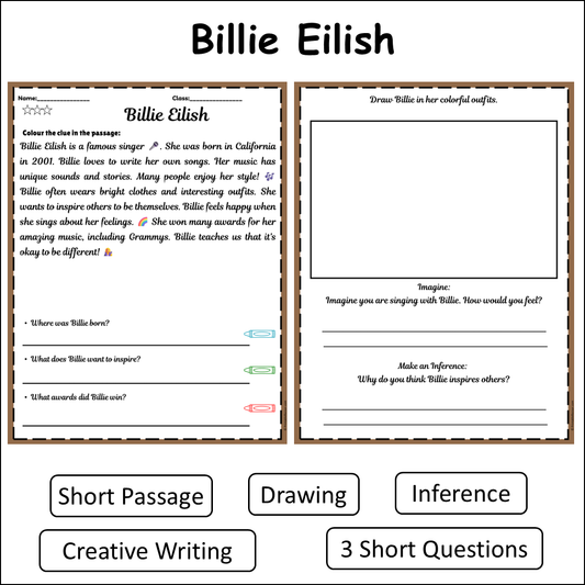 Billie Eilish | Short Reading Comprehension Creative Worksheet