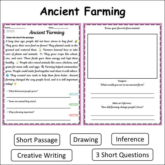 Ancient Farming | Short Reading Comprehension Creative Worksheet