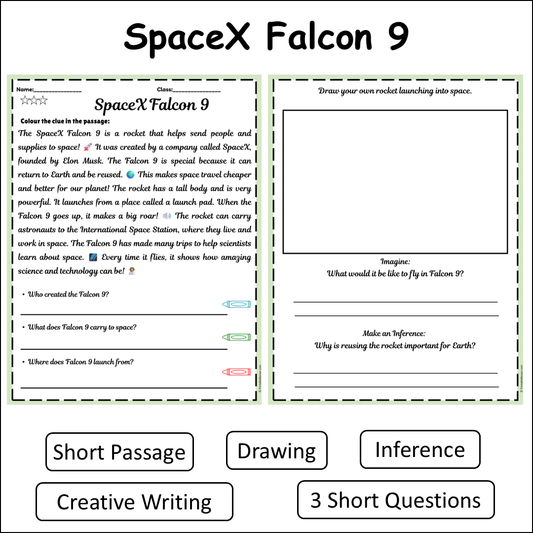 SpaceX Falcon 9 | Short Reading Comprehension Creative Worksheet