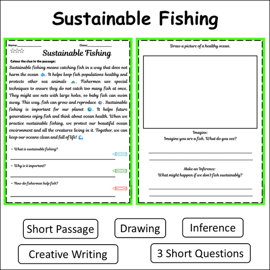 Sustainable Fishing | Short Reading Comprehension Creative Worksheet