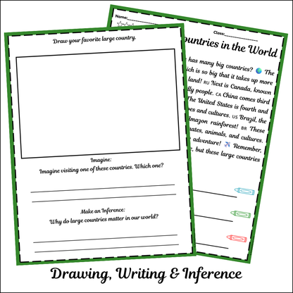 Largest Countries in the World | Short Reading Comprehension Creative Worksheet