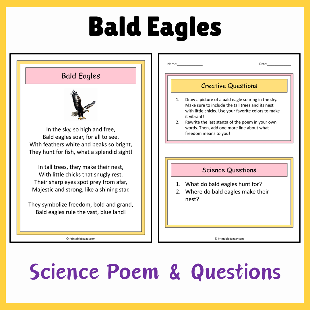 Bald Eagles | Science Poem Reading Comprehension Activity