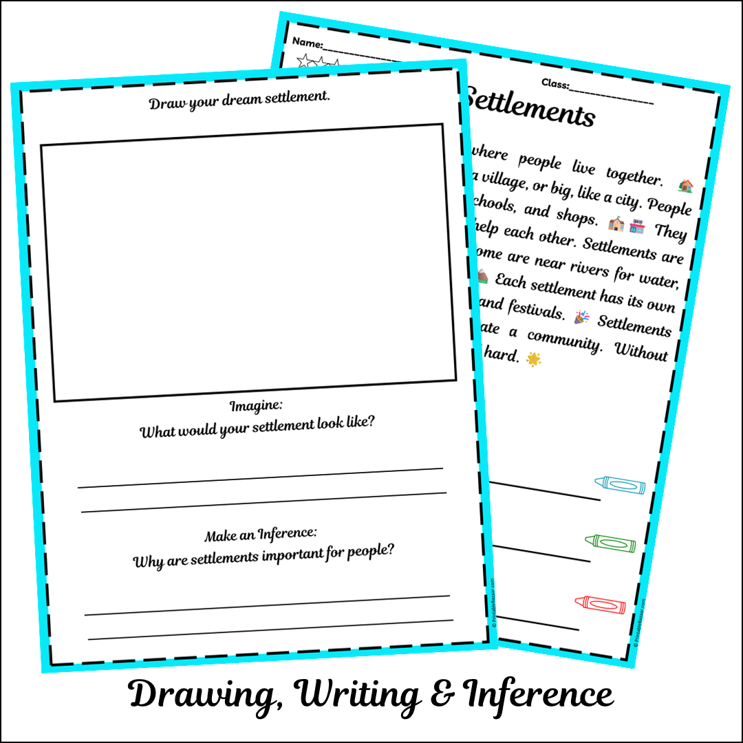 Settlements | Short Reading Comprehension Creative Worksheet