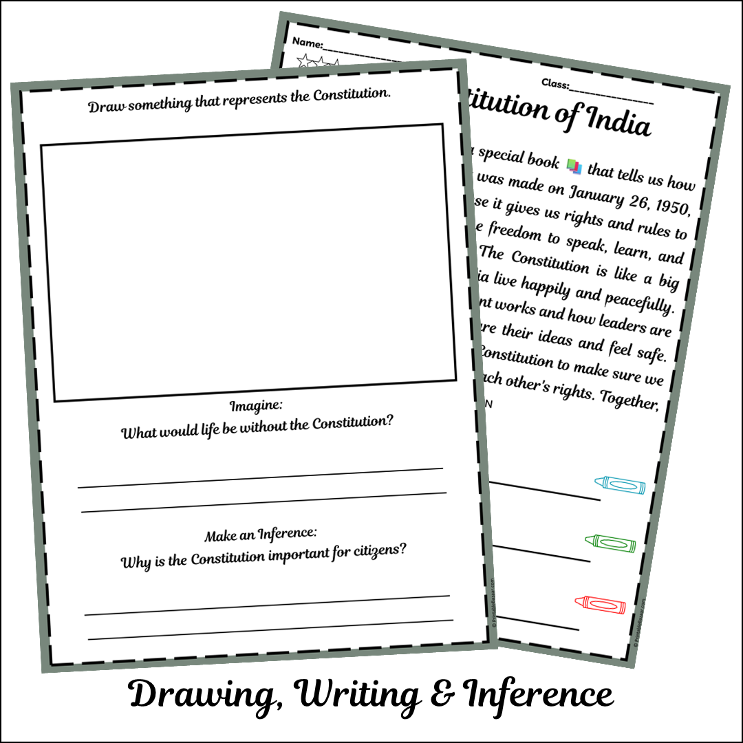 Constitution of India | Short Reading Comprehension Creative Worksheet