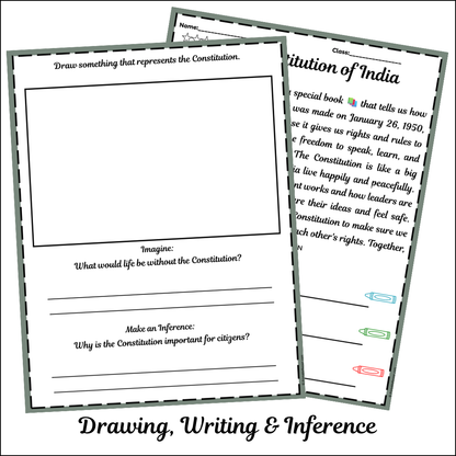 Constitution of India | Short Reading Comprehension Creative Worksheet