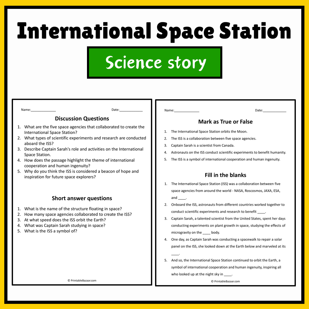 International Space Station | Science Story Reading Comprehension Activity