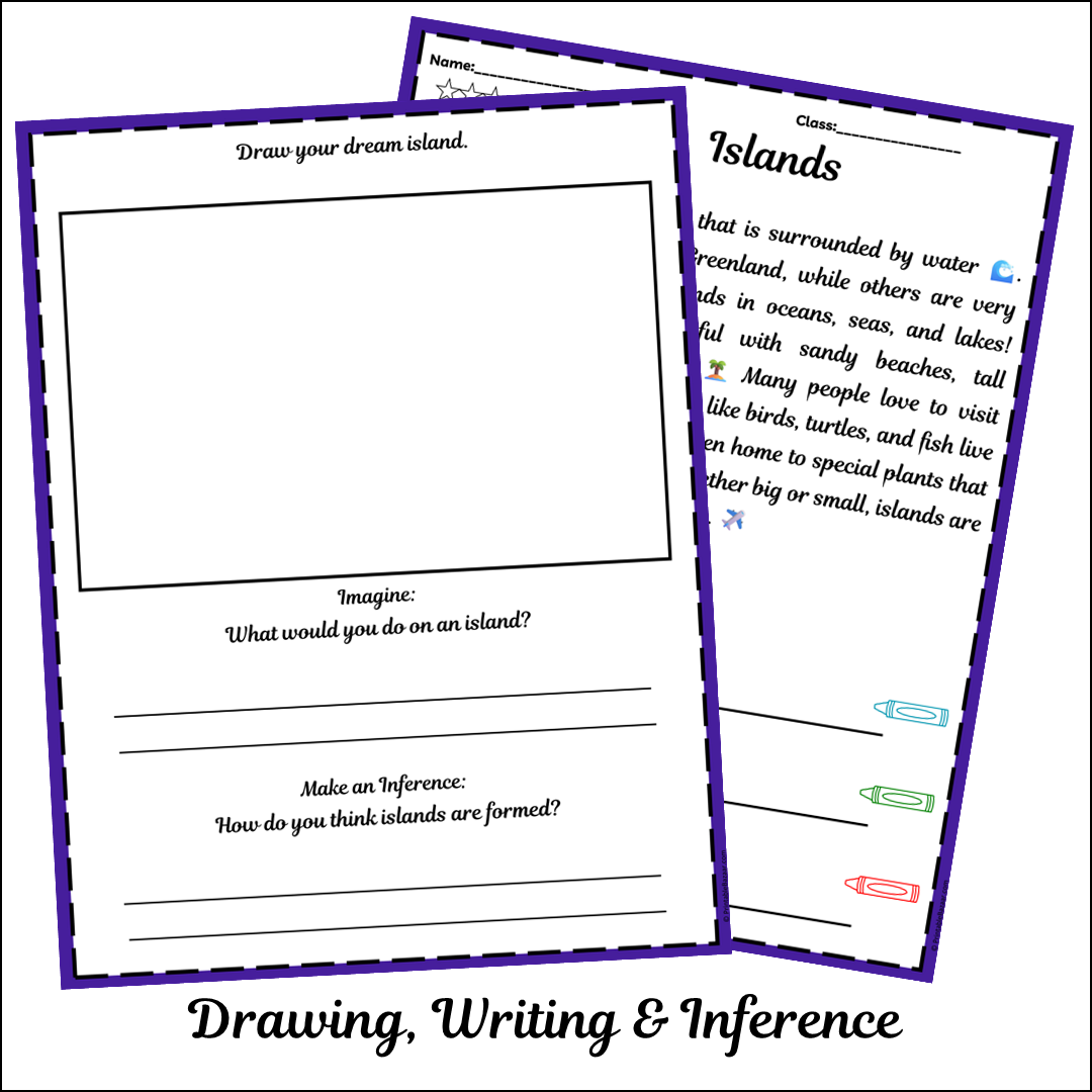 Islands | Short Reading Comprehension Creative Worksheet