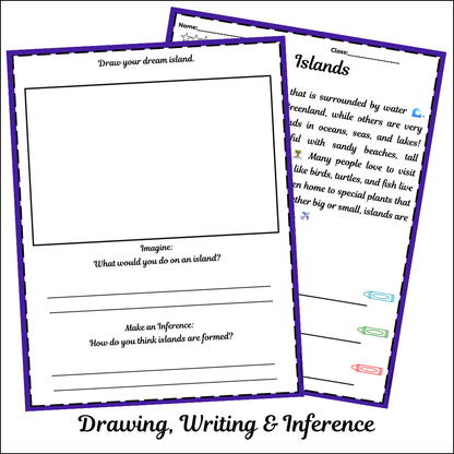 Islands | Short Reading Comprehension Creative Worksheet