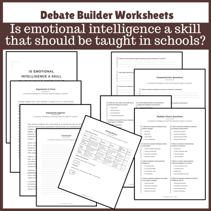 Is emotional intelligence a skill that should be taught in schools? | Favour and Against Worksheet Printable Activity