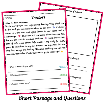 Doctors | Short Reading Comprehension Creative Worksheet