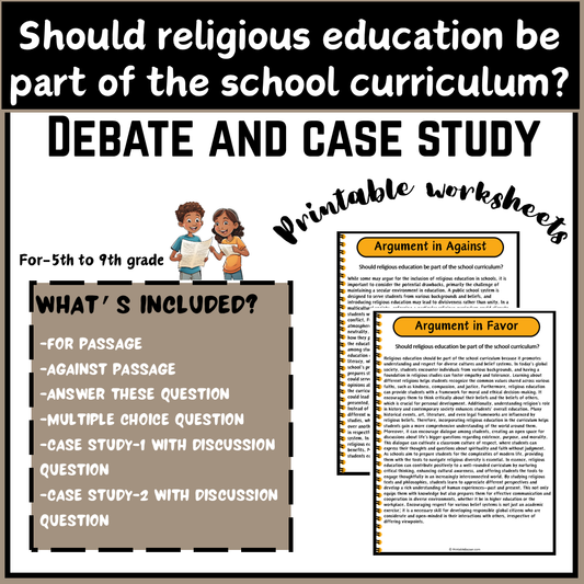 Should religious education be part of the school curriculum? | Debate Case Study Worksheet