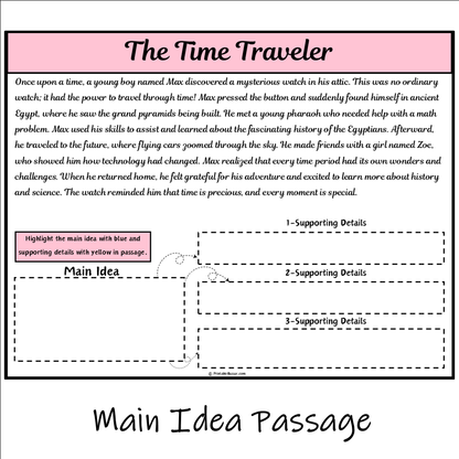 The Time Traveler | Main Idea and Supporting Details Reading Passage and Questions