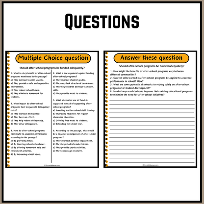 Should after-school programs be funded adequately? | Debate Case Study Worksheet