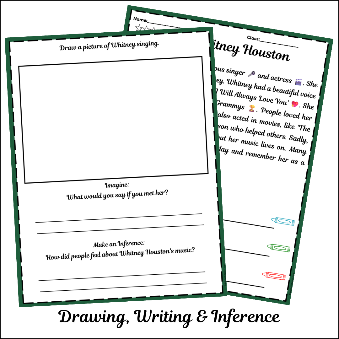 Whitney Houston | Short Reading Comprehension Creative Worksheet