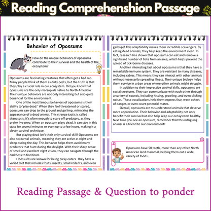 Behavior of Opossums | Reading Comprehension Passage and Questions