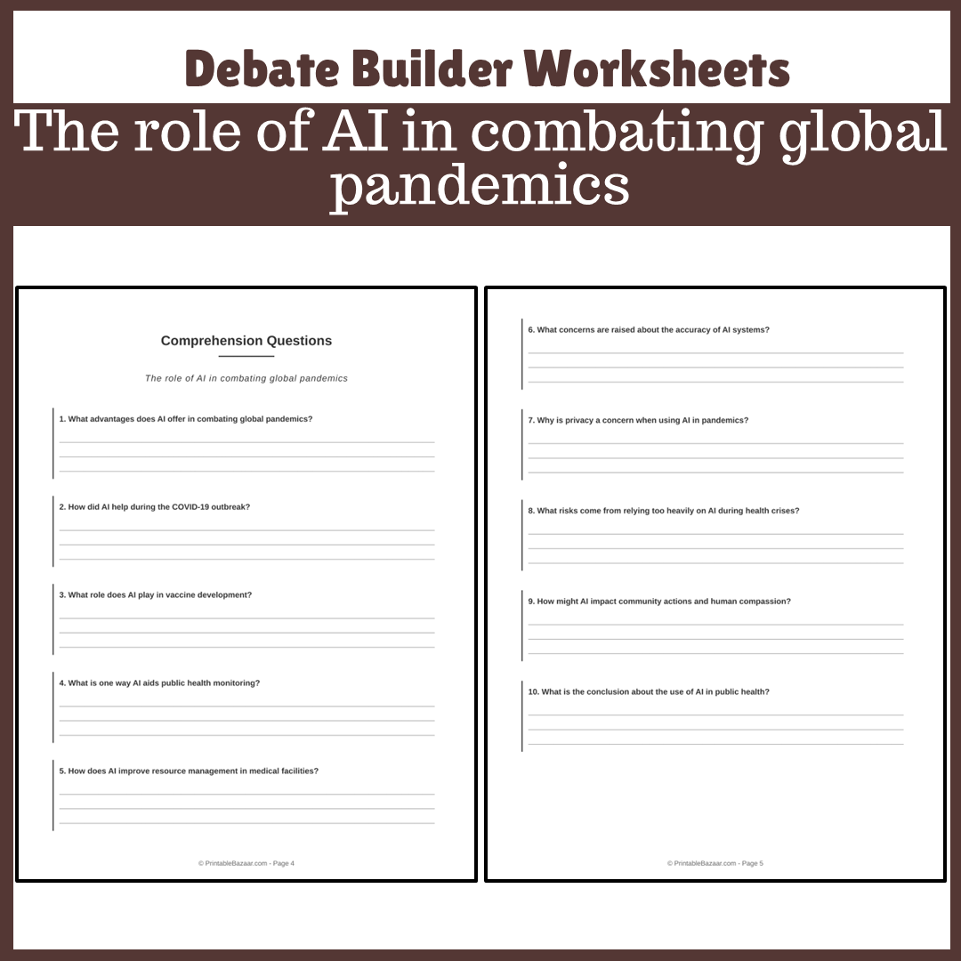 The role of AI in combating global pandemics | Favour and Against Worksheet Printable Activity