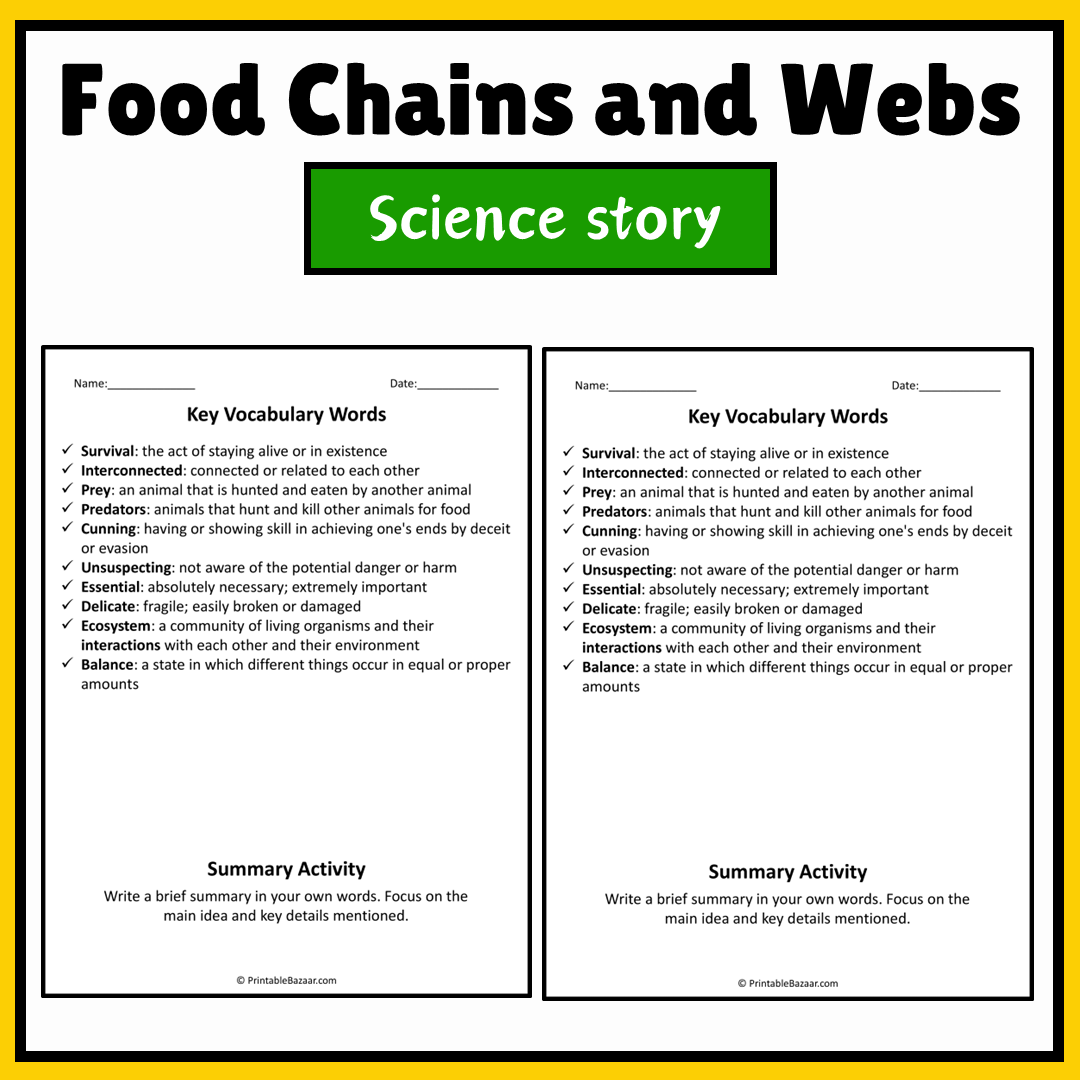 Food Chains and Webs | Science Story Reading Comprehension Activity