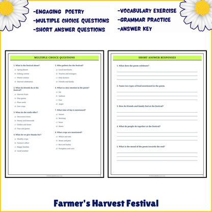 Farmer's Harvest Festival | Poem Grammar Worksheet Printable Activity