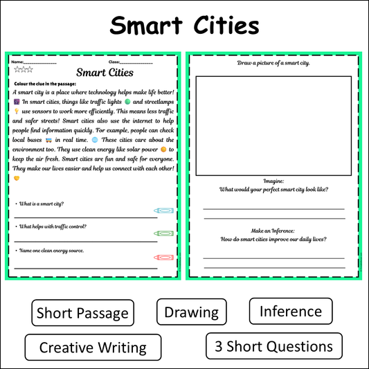 Smart Cities | Short Reading Comprehension Creative Worksheet