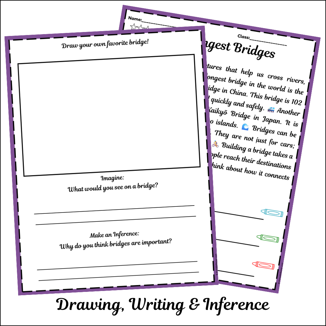 Longest Bridges | Short Reading Comprehension Creative Worksheet