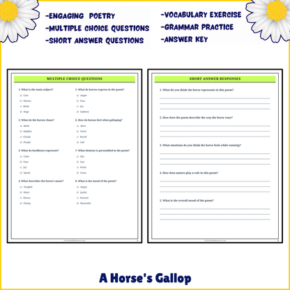 A Horse's Gallop | Poem Grammar Worksheet Printable Activity