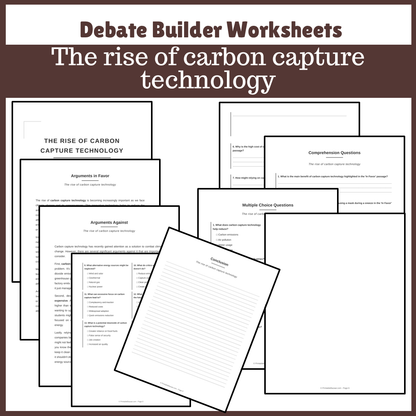 The rise of carbon capture technology | Favour and Against Worksheet Printable Activity