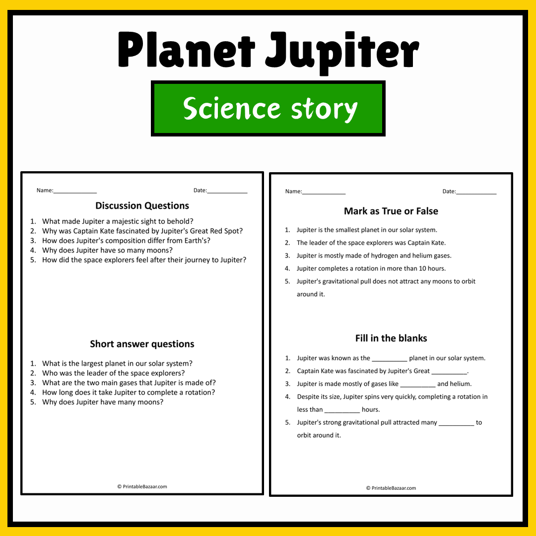 Planet Jupiter | Science Story Reading Comprehension Activity