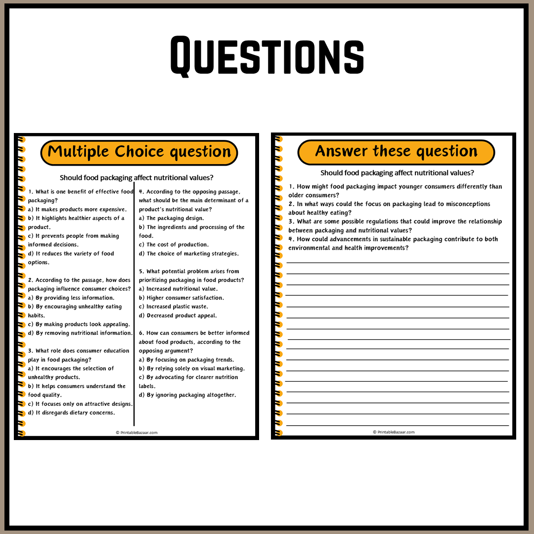 Should food packaging affect nutritional values? | Debate Case Study Worksheet