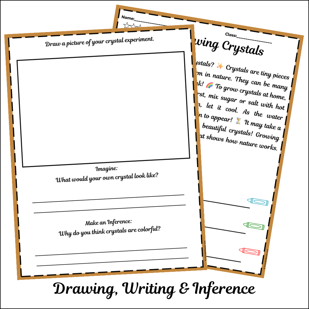 Growing Crystals | Short Reading Comprehension Creative Worksheet