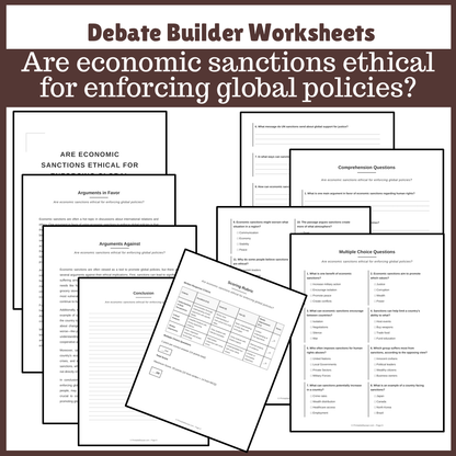 Are economic sanctions ethical for enforcing global policies? | Favour and Against Worksheet Printable Activity