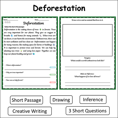 Deforestation | Short Reading Comprehension Creative Worksheet